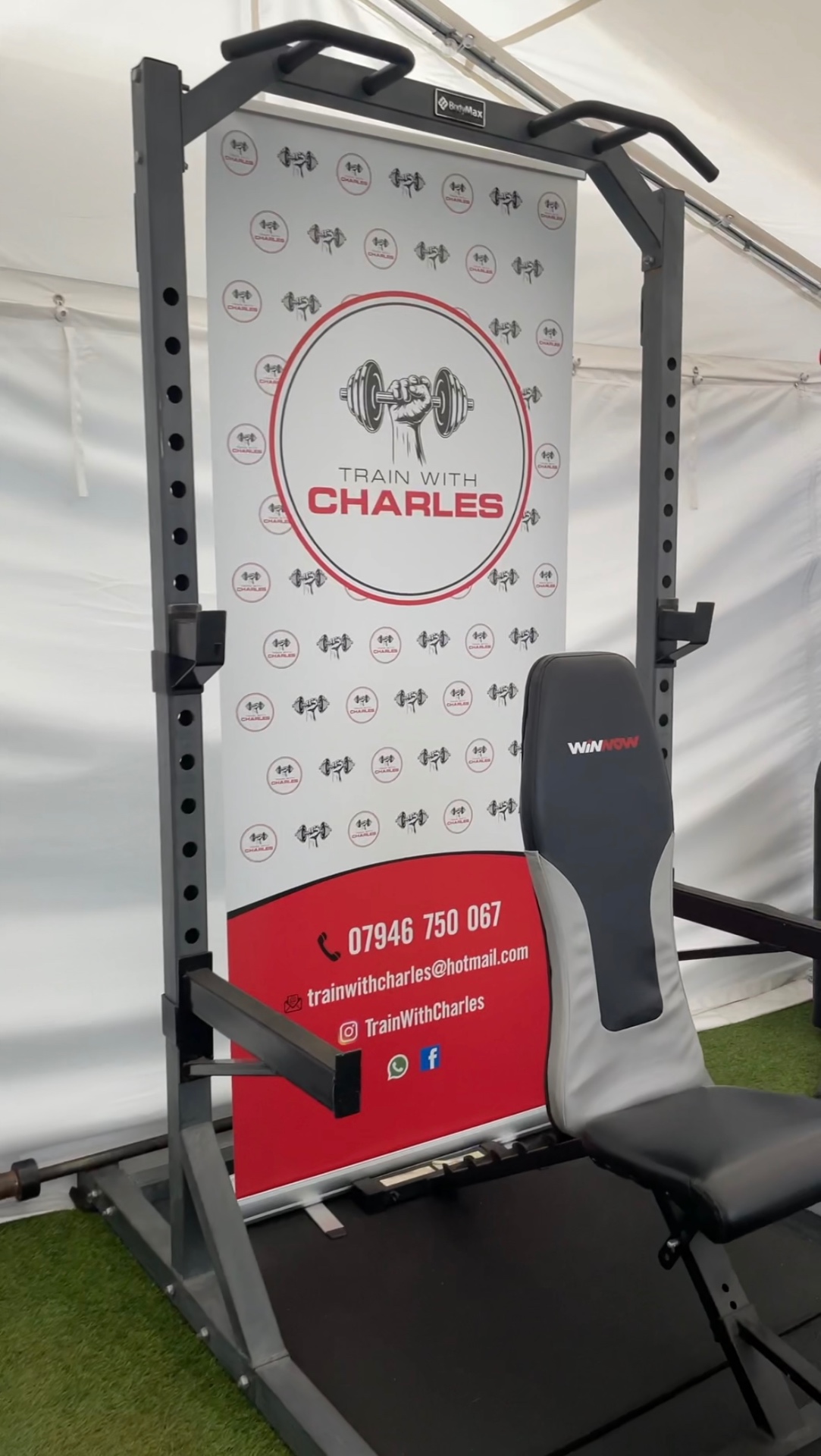 Train with Charles power rack and bench